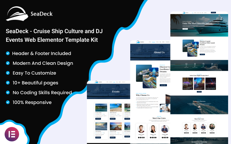 SeaDeck - Cruise Ship Culture and DJ Events Elementor Template Kit Elementor Kit