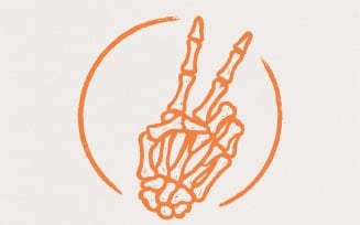 Skeleton Peace Sign PNG, Retro Halloween Skeleton Hand, Spooky Season PNG, Peace Art, Bone Hand