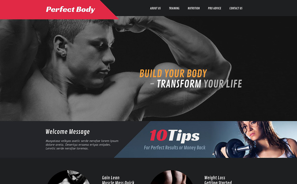 Bodybuilding Responsive site Template 53152