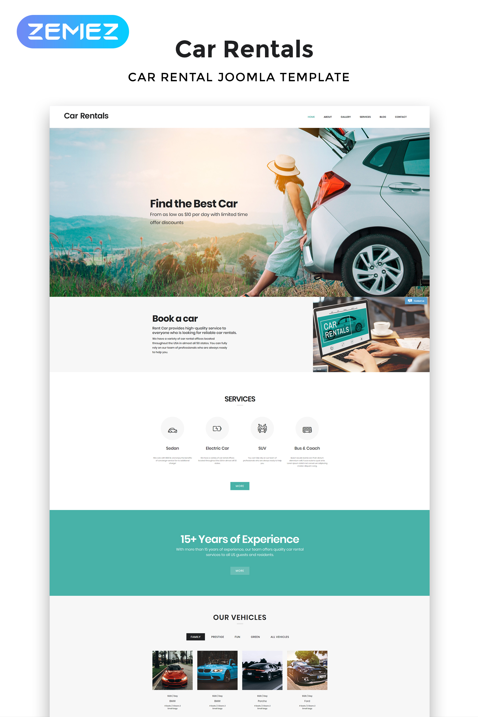 "Car Rentals - Car Rental Responsive" - адаптивний Joomla шаблон №53134