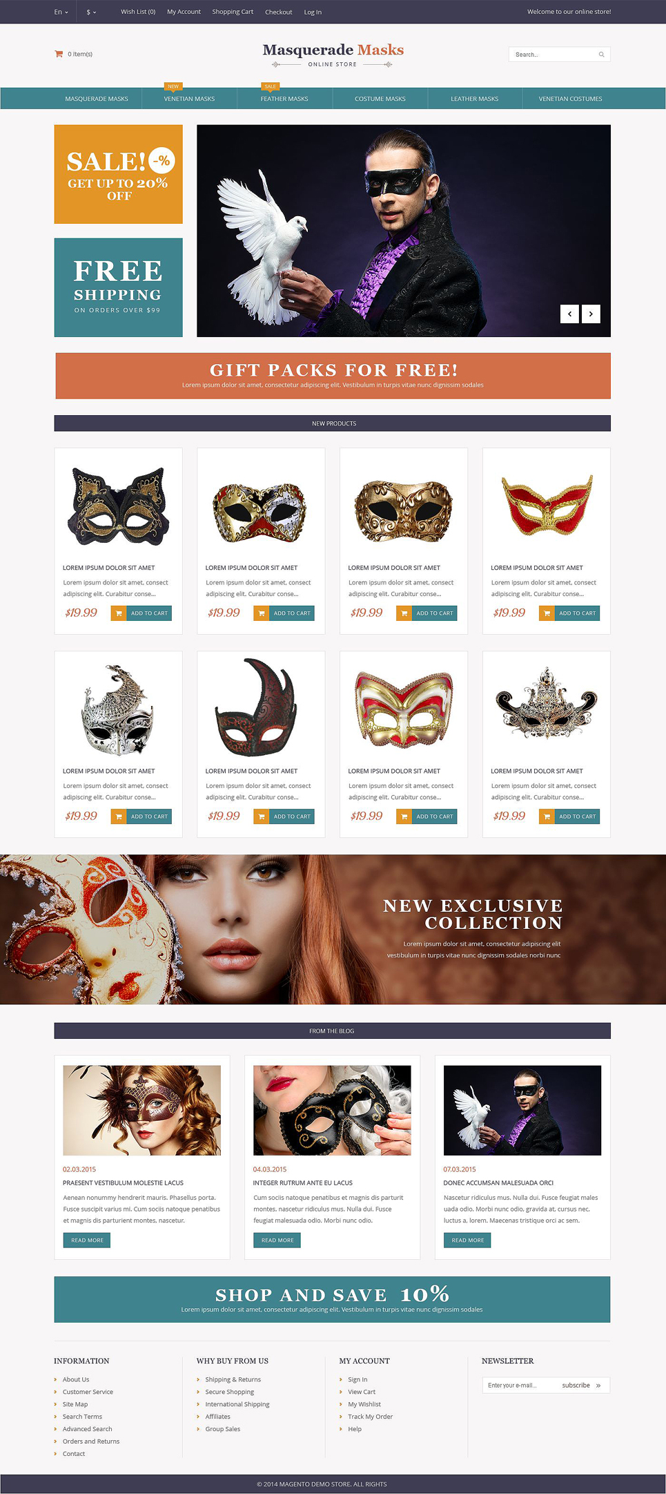 Masquerade Masks Magento Theme New Screenshots BIG