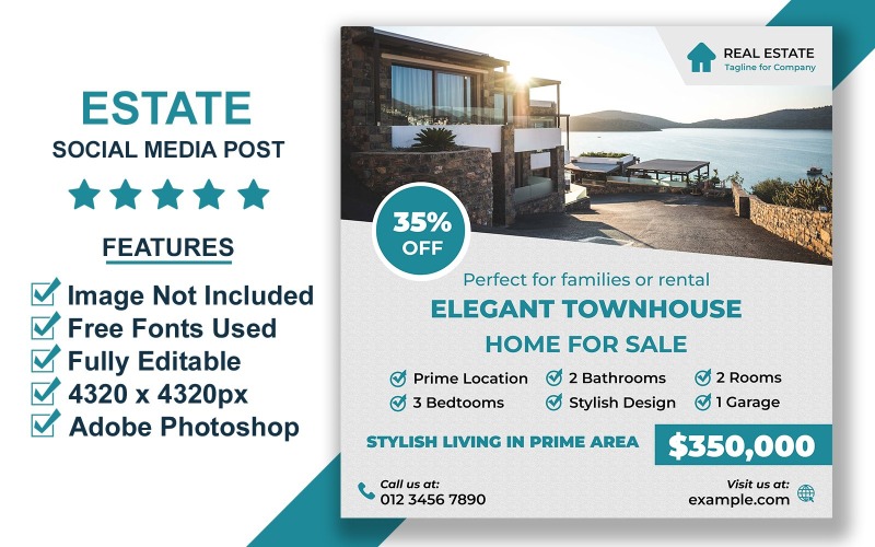 Apartment Sale Real Estate Post Template for Digital Property Promotion PSD Social Media