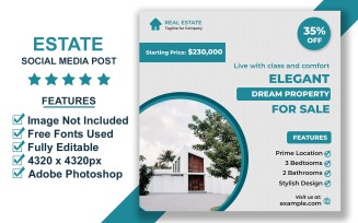 Bold Real Estate Post Template for Quick Home Sale and Property Advertising PSD