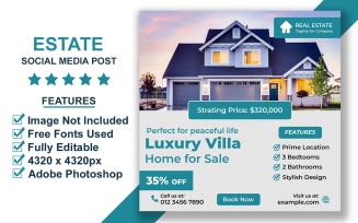 Creative Real Estate Social Media Post Template for Modern Property Promotions PSD