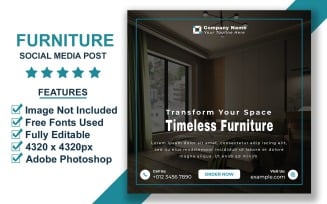 Elegant Sofa and Chair Product Display Post Template for Social Media PSD