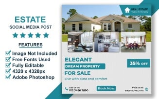 Luxury Property Real Estate Post Template for Instagram and Facebook Promotions PSD