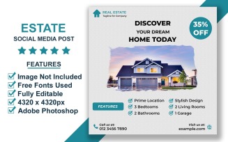 Modern Real Estate Instagram Post Template for Property Listings and Home Promotion PSD