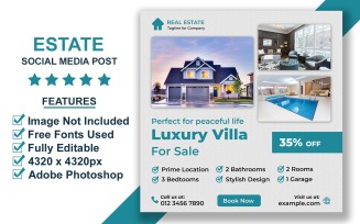 Premium Real Estate Listing Social Media Template PSD for Agencies and Brokers