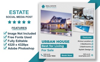 Professional Property Listing Social Media Post Template for Real Estate Agents PSD Format