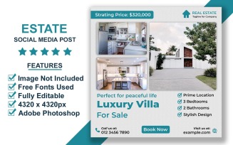Professional Realtor Social Media Post Template for House Listings and Open House Ads PSD
