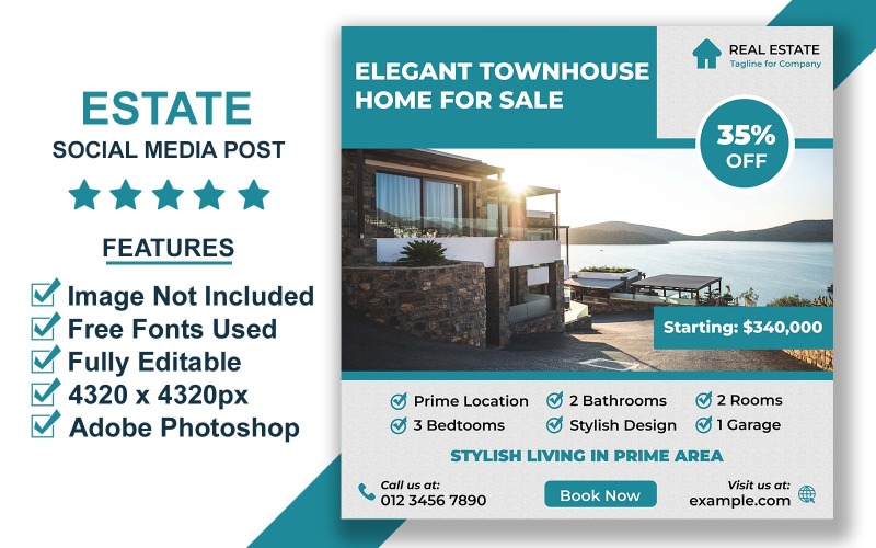 Quick Sale Real Estate Social Post Template for Home and Apartment Listings PSD Social Media