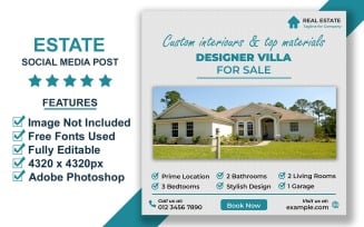 Real Estate Instagram Template for Realtor Campaigns and Property Listings PSD