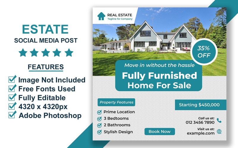 Real Estate Social Media Template for Property Sales Promotion and Apartment Listings PSD