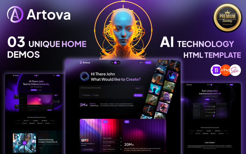 Artova - Multipurpose AI Generator & AI Technology Agency HTML Template Website Template
