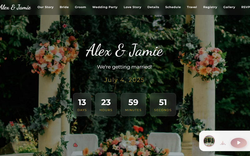 Enchanted Moments - Elegant Animated One-Page Wedding HTML Template Landing Page Template