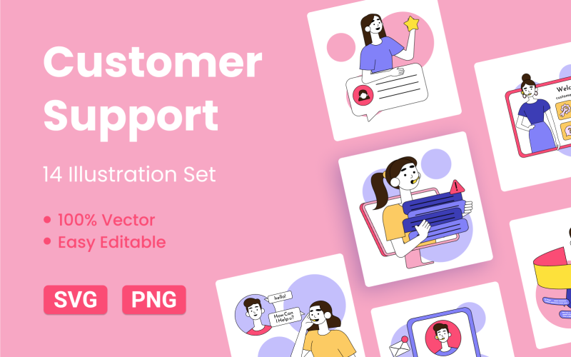 14 Customer Support illustrations Illustration