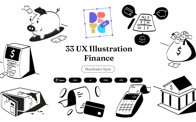33 Finance UX Illustration Set