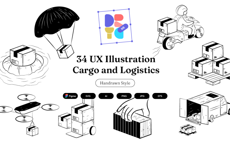 34 Illustration set | Cargo and Logistics