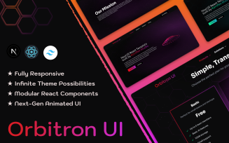 Orbitron UI – Dark Theme Landing Page Website Template in Nextjs and Reactjs