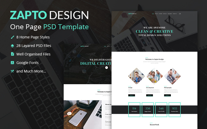 Zapto Design One Page Creative Business PSD Template
