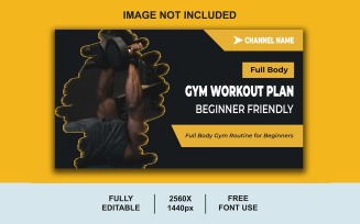 Bold Workout YouTube Thumbnail Template PSD for Gym and Fitness Influencers
