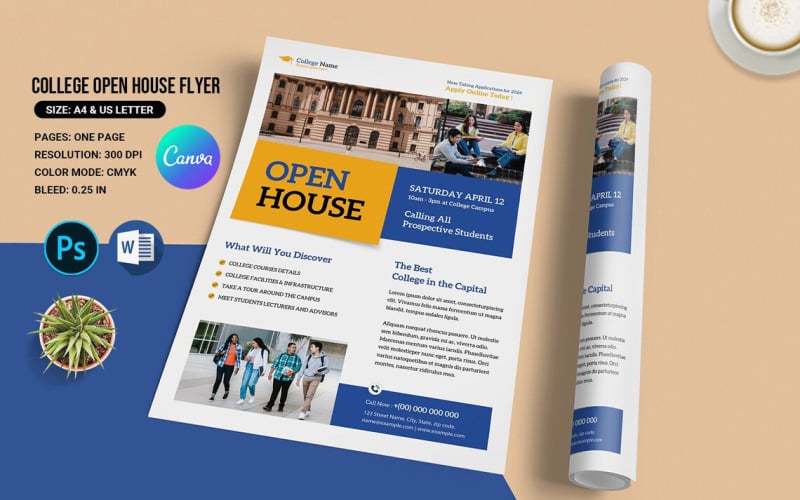 College Open House Flyer Template Corporate Identity