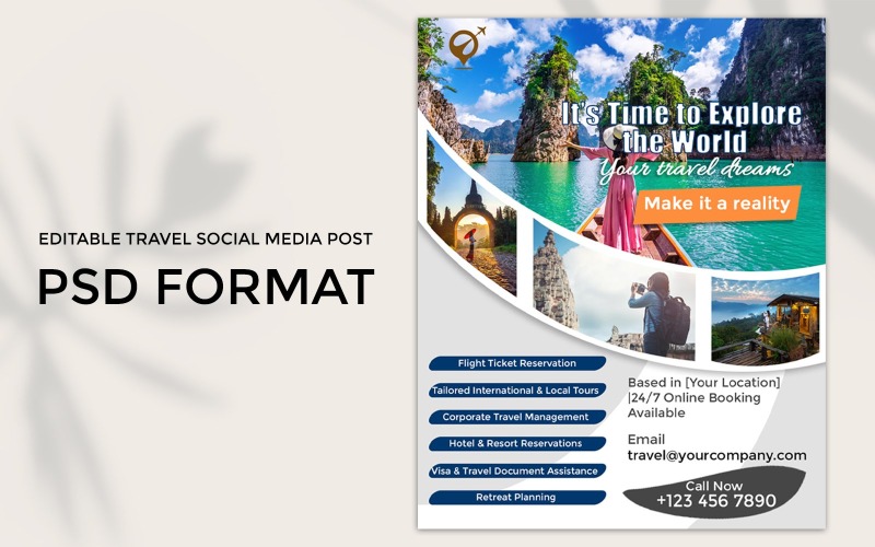 Colorful Travel Promotion Flyer PSD for Instagram & Social Media