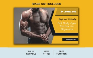 Energetic Fitness YouTube Thumbnail Template PSD for HIIT and Workout Videos