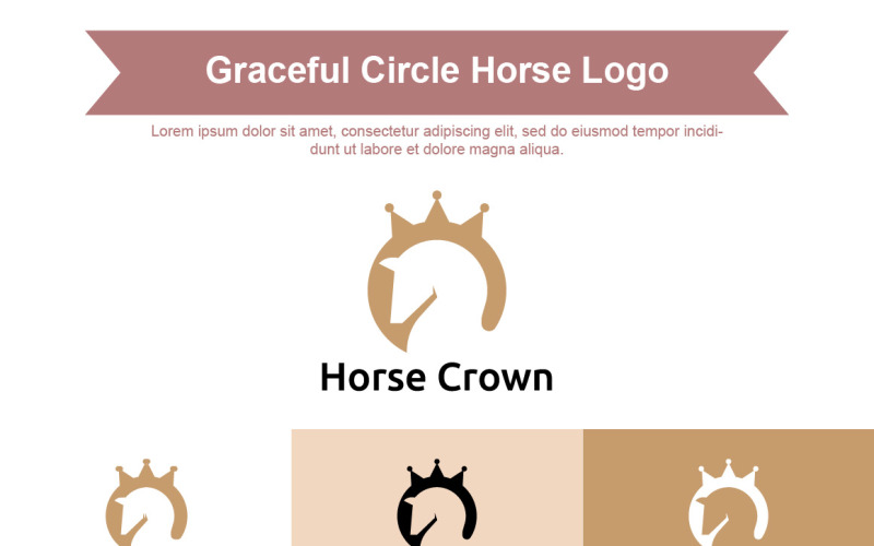 Horse Crown Logo Negative Space Royalty Design Logo Template