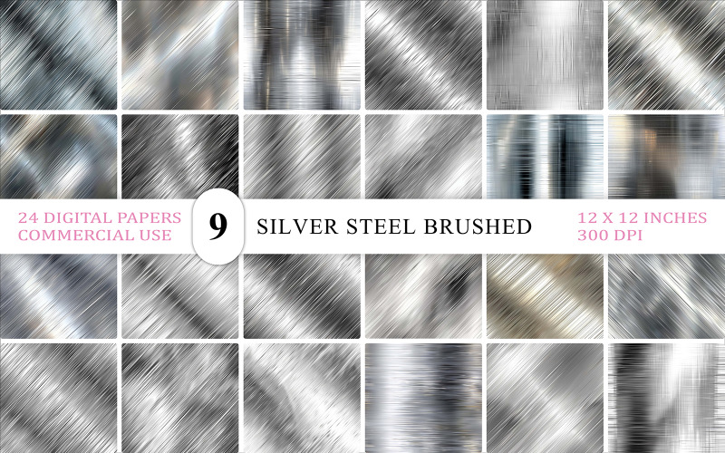 Luxury Brushed Steel Texture Set | Brushed Chrome & Industrial Metal | Diagonal Brushed Metal Background
