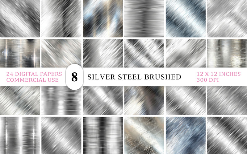 Luxury Brushed Steel Texture Set | Silver & Gray Surface Designs | Silver Steel Brushed Texture Background