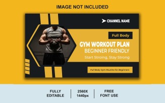 Modern Fitness YouTube Thumbnail Template PSD for Gym and Workout Channels