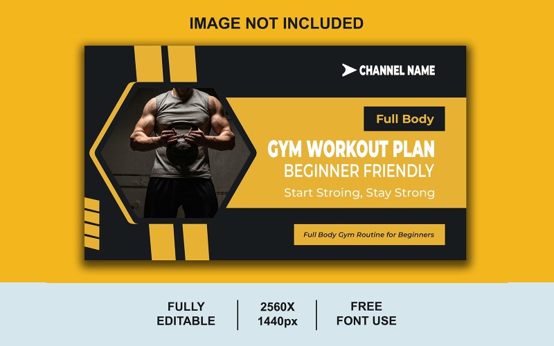 Modern Fitness YouTube Thumbnail Template PSD for Gym and Workout Channels Social Media