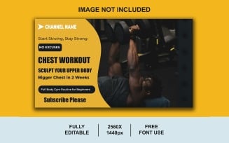 Modern Gym YouTube Thumbnail PSD for Fitness Challenges and Transformation