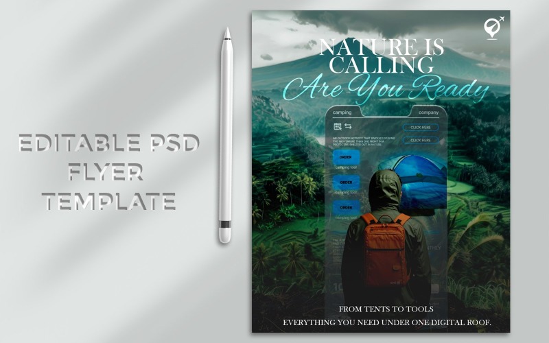 Nature Adventure Travel PSD Flyer Template – Outdoor Gear Shopping Ad Design Social Media