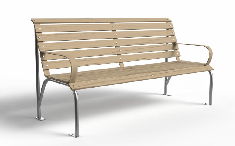Realistic Park Bench Lowpoly 3D Model