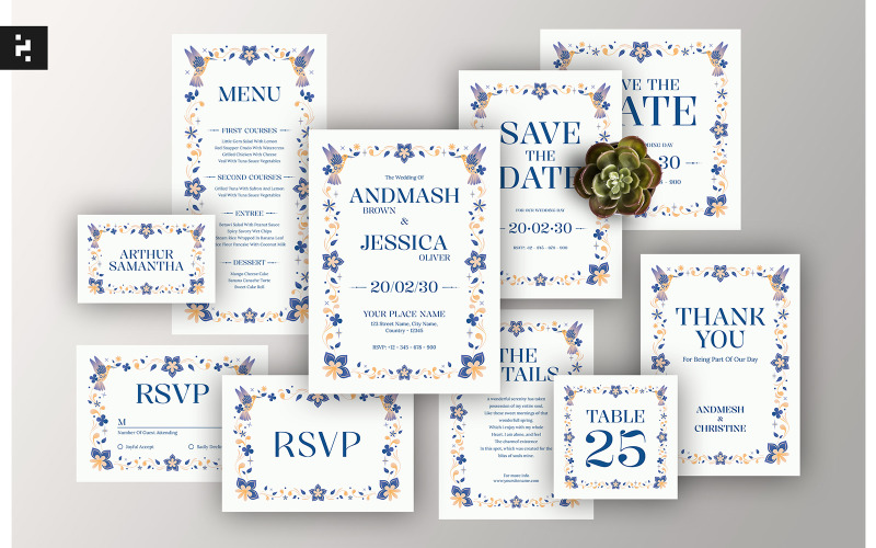 Simple Floral Wedding suite Corporate Identity