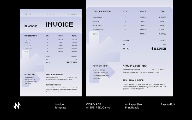 Simple Gradient Invoice Template Corporate Identity
