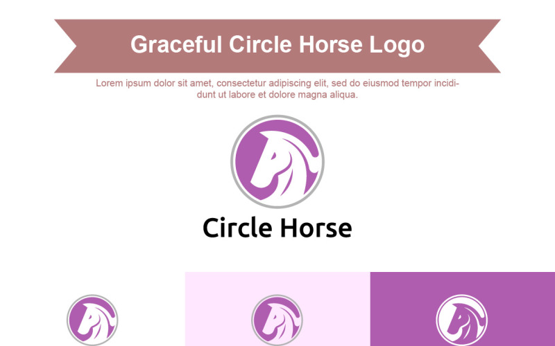 Subtle and Graceful in Pink Hue Circle Horse Logo Logo Template