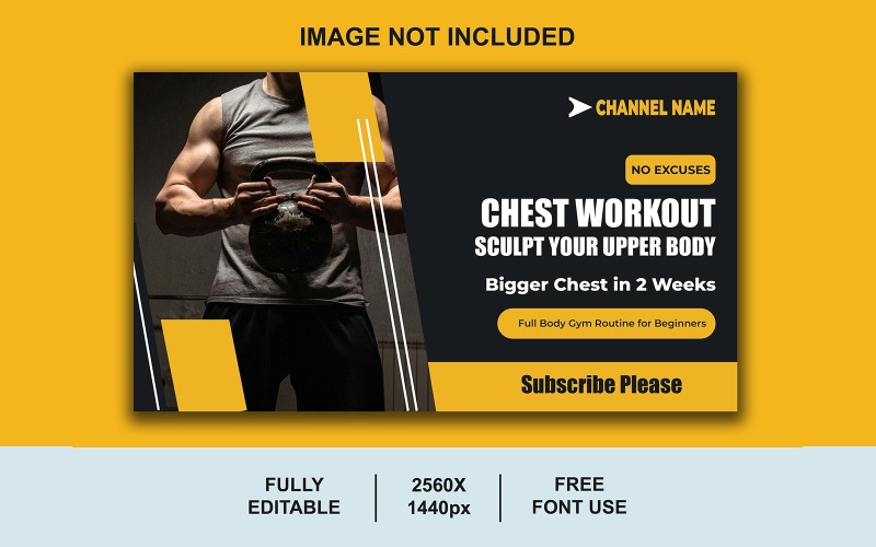 Vibrant Fitness YouTube Thumbnail PSD for Daily Workout and Training Videos Social Media