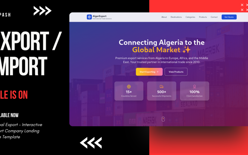 Global Export – Interactive Export and shipping Company Landing Page Template
