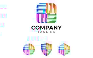 Round Square Letter D Logo with Alternate Logo Variations Circle, Shield, Hexagon