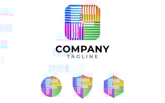 Round Square Letter F Logo with Variations Circle, Shield, Hexagon