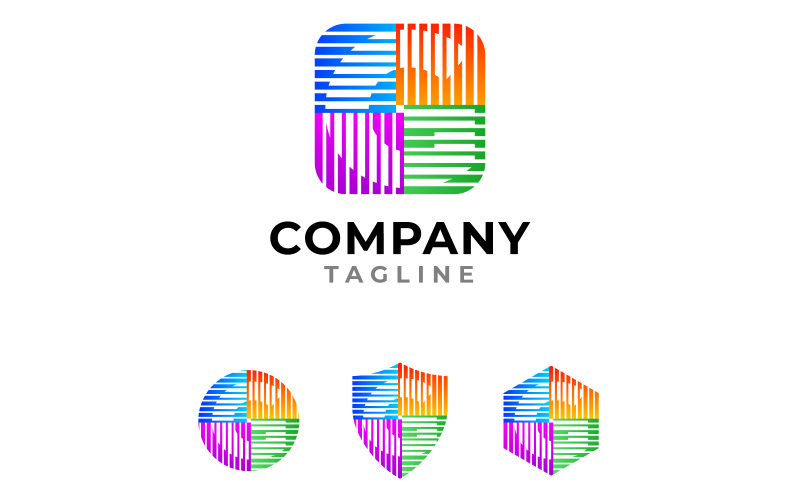 Round Square Letter G Logo with Variations Circle, Shield, Hexagon Logo Template