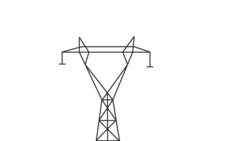 Electric Power Transmission Pylon Vector Icon for Energy Infrastructure