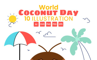 10 World Coconut Day Vector Illustration