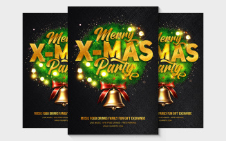 Merry Christmas Party Golden Poster