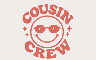 Cousin Crew PNG, Retro Smiley Face Digital Download, Family Matching Shirt, Fun Summer Cousin Group