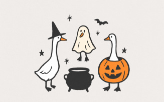 Halloween Goose PNG, Witch Goose, Pumpkin Costume, Ghost Animal Digital Download, Cute Fall Shirt