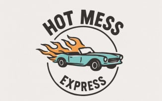 Hot Mess Express PNG, Funny Retro Car PNG, Digital Download, Flaming Convertible Shirt, Humor